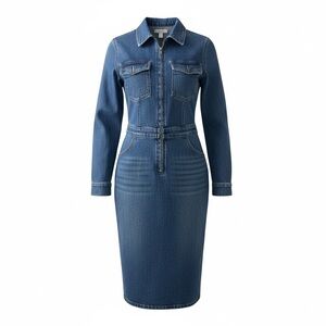 Chic Blue Denim Midi Dress
